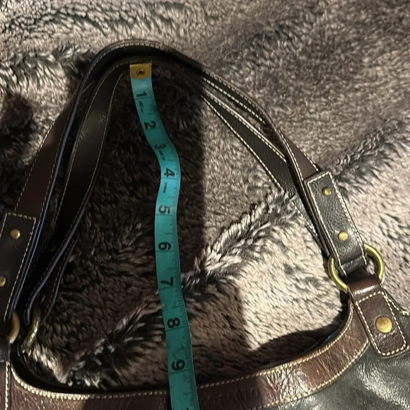 Franco Sarto 90s Style Chocolate Brown black Vegan Patent  Leather Shoulder bag - Picture 9 of 16